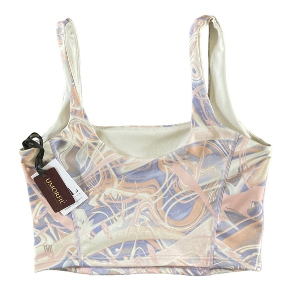 IVL Collective Marble Corset Bra Cami Top in Marble Print Lavender Peach NWT - Picture 3 of 6